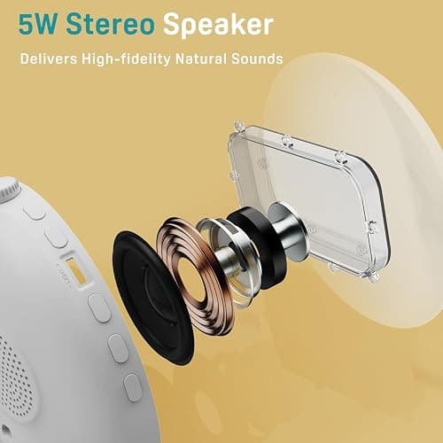 JALL Wake Up Light Sunrise Alarm Clock for Kids, Heavy Sleepers, Bedroom, White Noise Sound Machine with 17 Nihgt Lights, 25 Soothing Sounds, Bluetooth Speaker, Dual Alarms, FM Radio, Wood Grain thumbnail 5