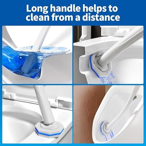Disposable Toilet Brush Cleaning System with 50pcs Refills Pads Replacement Heads, Toilet Cleaning Stick, Wall Mounted Toliet Wand Kit Bathroom Maintenance, Toilet Bowl Cleaner Wands Holder and Set thumbnail 8