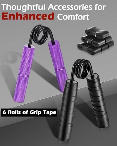 Hozzen Grip Strength Trainer, 6 Pack Grip Strength Trainer Set (50-350LB), No Slip Hand Grip Strengthener, Wrist Forearm Strengthener with Grip Tape for Strength Training, Exercise, Injury Recovery thumbnail 3