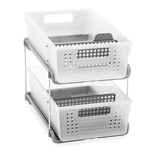 madesmart 2 Tier Bath Organizer, Undersink Storage with Sliding Drawers, for Cleaning Supplies, Pantry, Sponges, Bottles & Kitchen Essentials, Adjustable Dividers & Pull Out Sliding Baskets, Frost thumbnail 9