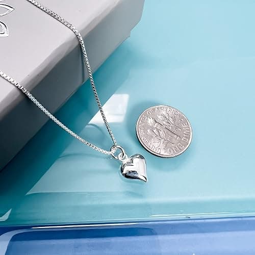 Tiny Delicate and Dainty Sterling Silver Heart Necklace for Girls, Daughter Birthday Gift, Granddaughter Gift Necklace, 14 inches plus 2-inch extender thumbnail 4