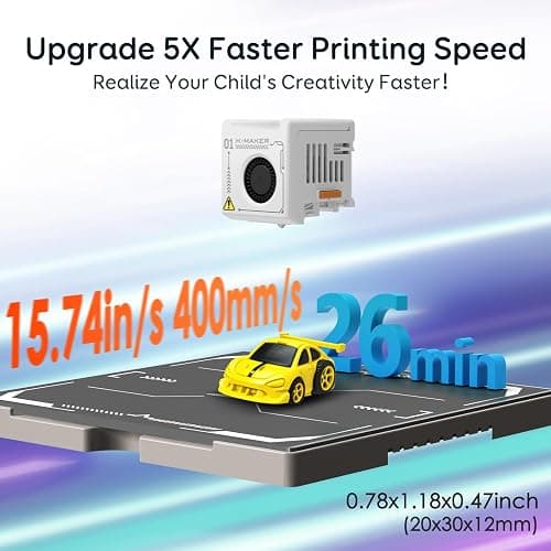 AOSEED AI-Powered X-Maker 3D Printer for Kids & Beginners, Fully Assembled Mini 3D Printer with Up to 400mm/s Speed, Auto Leveling, 15 Mini Apps, Quiet, Includes 8 PLA Filaments for Home & School Use thumbnail 3