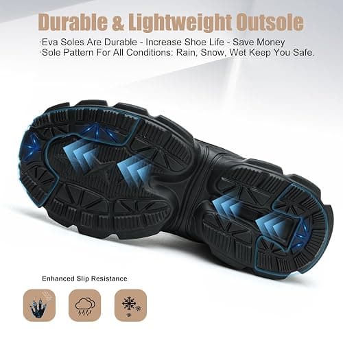 Hogent Steel Toe Shoes for Women Men Wide Non Slip Composite Work Sneakers Indestructible Comfortable Safety Tennis Shoes Lightweight Breathable Construction Sneakers Puncture Proof Ergonomic Design thumbnail 4