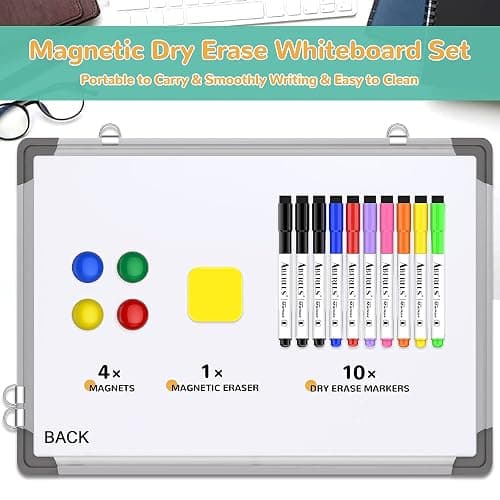 Small Monthly Calendar Dry Erase Whiteboard for Wall, 16" x 12" Magnetic Dry Erase Board, Hanging Double-Sided White Board, Portable Board for Drawing, Kitchen, Planning, Memo, Home, Office thumbnail 6