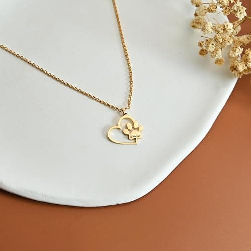 Unisota Customized Paw Print Necklace Personalized Pet Name Necklace Custom Engraved Dog Cat Paw Pendant Necklace Pet Memorial Gift for Pet Lovers thumbnail 8