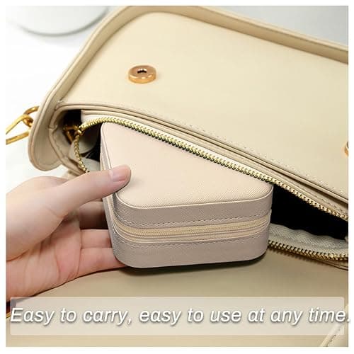 Mini Jewelry Box, PU Leather Small Travel Jewelry Case for Rings Earrings Necklaces Pink Portable Jewelry Organizer Box for Women(Pink) thumbnail 6