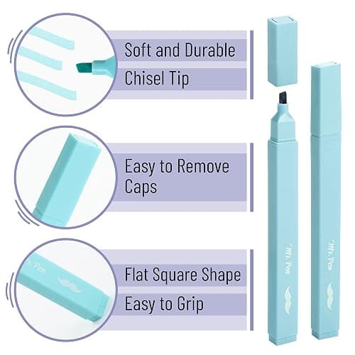 Mr. Pen- Aesthetic Cute Pastel Highlighters Set, 8 pcs, Chisel Tip, Candy Colors, No Bleed Bible Assorted Colors thumbnail 4