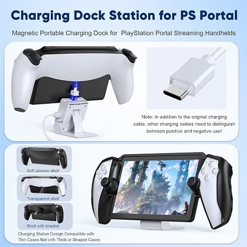 Accessories Kit for Playstation Portal, Carrying Case for PS Portal, Charging Dock Station for Playstation Portal, Protective Skin for PS5 Portal, 2 HD Screen Protector with 4 Thumb Grip,Wired Headset thumbnail 2