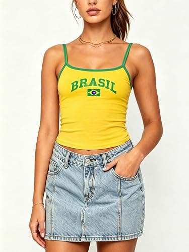 NUFIWI Women Graphic Tank Top Spaghetti Strap Embroidered Crop Tops Sleeveless Cute Baby Tee Y2k Jersey Camisole thumbnail 2
