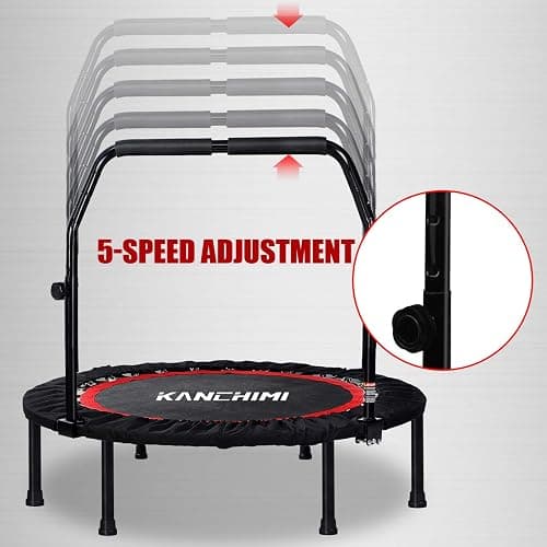 Kanchimi 40" Folding Mini Fitness Indoor Exercise Workout Rebounder Trampoline with Handle, Max Load 330lbs thumbnail 4