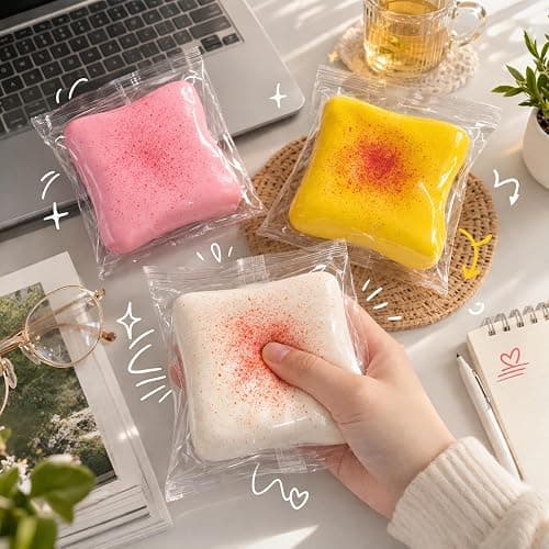 Bread Butter Squishy Food, Slow Rising Soft Squeeze Stress Relief for Desk & Office Use (Bread Pink) thumbnail 5