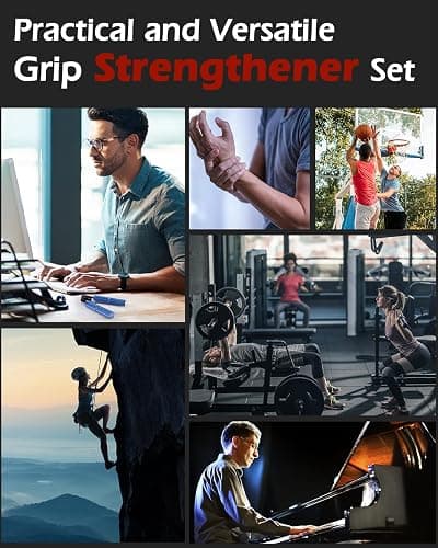 Hozzen Grip Strength Trainer, 6 Pack Grip Strength Trainer Set (50-350LB), No Slip Hand Grip Strengthener, Wrist Forearm Strengthener with Grip Tape for Strength Training, Exercise, Injury Recovery thumbnail 7