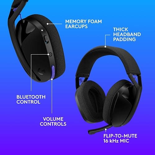 Logitech G321 Lightspeed Wireless Bluetooth Gaming Headset, Dynamic Comfort and fit, 16 kHz Boom mic, 20+ hrs Battery, PC, PS4, PS5, Nintendo Switch, Mobile - Black thumbnail 8