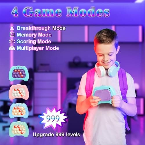 AOTIBO Fast Push Machine Light Up Fidget Toys for Kids Adults, Handheld Game for Kids 3-12, Quick Push Bubble Stress Toy, Sensory Toys Travel Games, Xmas Birthday Gifts for Boys Girls (Pink) thumbnail 6