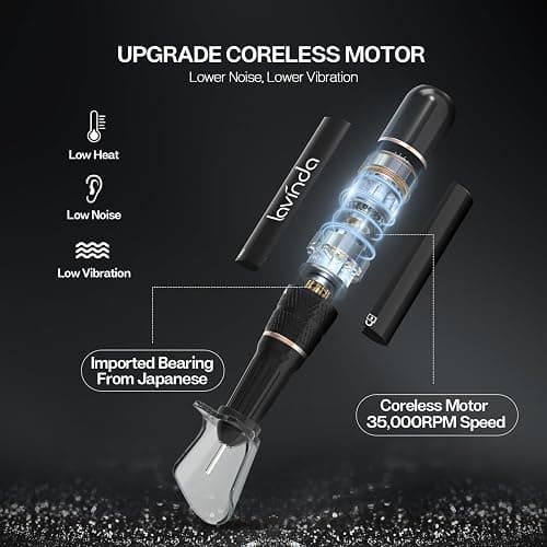 Lavinda Nail Drill Professional Electric Nail File, Black Rhinestone | 35000RPM, 10-12h Runtime, LED Display, Low-heat Coreless Motor, Shapes Acrylic/Gel Nails Manicure for Nail Technicians thumbnail 2