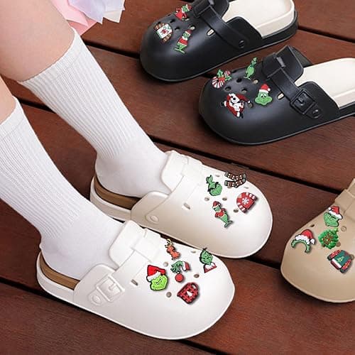 AWAVM 20pcs Multicoloured Christmas Theme Cartoon Anime Shoe Charms for Croc Clog Decoration thumbnail 5