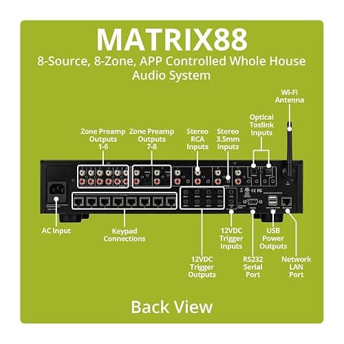 Dayton Audio Matrix88 APP Controlled Matrix Audio Switcher 8 Zones of inputs and outputs, 12V Trigger outputs, and RS232 Support thumbnail 3