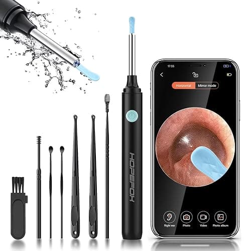 Hopefox Otoscopio Limpiador Oidos, 3,5mm WiFi Endoscopio de Oído con 1080P Cámara y 6 LED, Limpieza de Oídos con 6 Puntas de Silicona suave y Kit Completo de 7 Piezas thumbnail 7