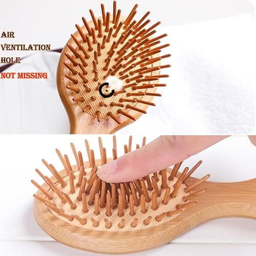 Sofmild Mini Travel Bamboo Hair Brush for Women/Men/Kids - Anti-Static Small Travel Size Detangler Brush for Purse, Pocket, backpack thumbnail 4