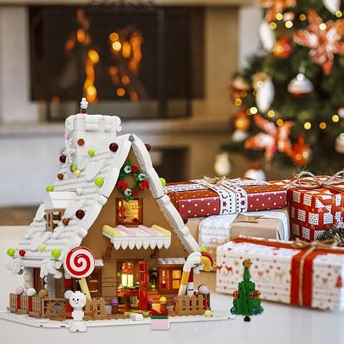 Christmas Gingerbread House Big Building Kit 1111 Pieces Compatible with Lego, Christmas Village House Building Blocks Toy Set Compatible with Lego, Stable Lovely Toy for Families Friends thumbnail 6