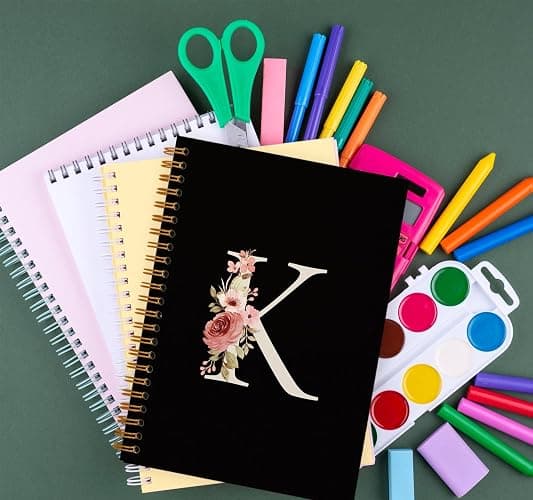 OXW Initial Letter K Notebook, Personalized Gifts, Custom Notebook Journals for Writing, Customized Gifts, Monogrammed Gifts for Women, Black Hardcover Spiral Notebook 5.5 x 8.3 thumbnail 6