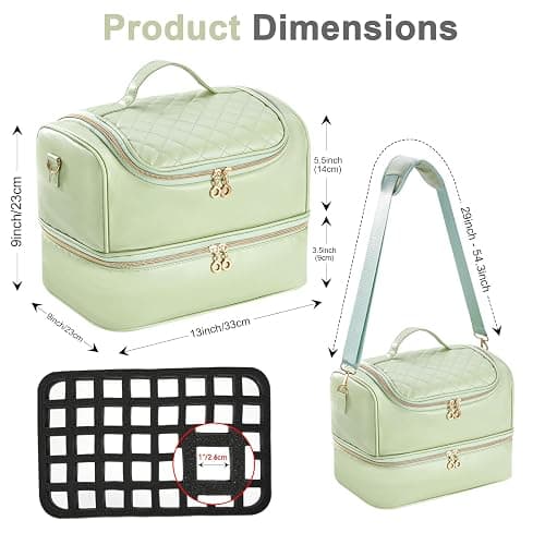 Uross Nail Polish Organizer Bag Holds 50 Bottles Nail Polish, Nail Lamp, Nail Supplies- Nail Organizers and Storage Case for Nail Tech, Nail Stuff Gel Kit Box Gift for Manicurist- Green thumbnail 2