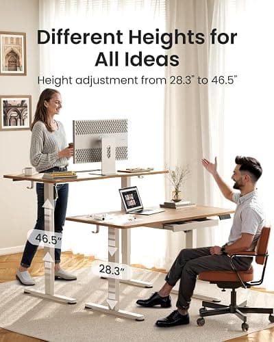 FEZIBO Electric Standing Desk with Drawers, 48 x 24 Inch Height Adjustable Desk with 3 Memory Presets, Sit Stand Up Desks for Home Office, Natural thumbnail 4