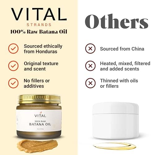 Vital Strands 100% Organic Raw Batana Oil for Hair Growth – Strengthens Hair, Reduces Breakage, Enhances Shine – Pure, Non-Greasy – No Silicones, Sulfates, or Parabens – All Hair Types – 2oz Glass Jar thumbnail 4