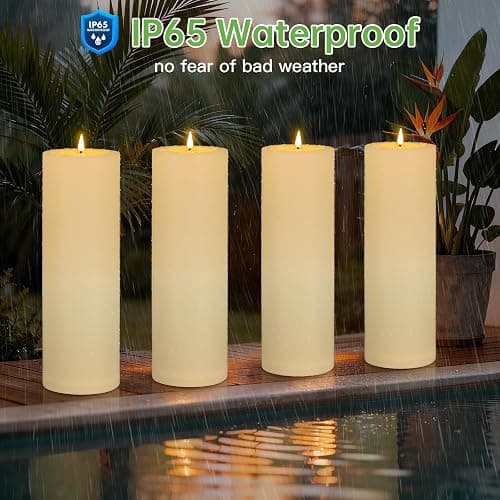Kimjo 10CM x 30CM Flammenlose Große LED Kerzen Outdoor Wasserdicht - Elfenbeinweiß Plastik Led Kerzen mit Timerfunktion Fernbedienung Groß - Led Kerzen Flackernde Flamme 500+ Stunden Batterie thumbnail 2