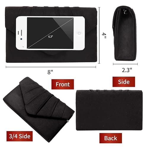 BBjinronjy Clutch Purse Evening Bag for Women Evening Wedding Party Velvet Suede Pleated Handbag thumbnail 5