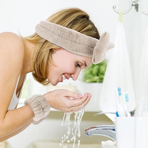 WHAVEL 6PCS Spa Headband and Wristbands Set, Face Wash Headband Wrist Bands for Washing Face Makeup Skincare Hair Band Skin Care Accessories Tools thumbnail 2