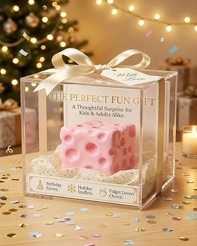 Jumbo Big Pink Cheese Squishy Skin 2.4in Giant Large Cheese Block Squeeze Luck Squishies Anxiety Stress Relief Ball Cube Soft Moldable Sensory Slow Rising Fidget Toy Autism ADHD Adult Gift thumbnail 2