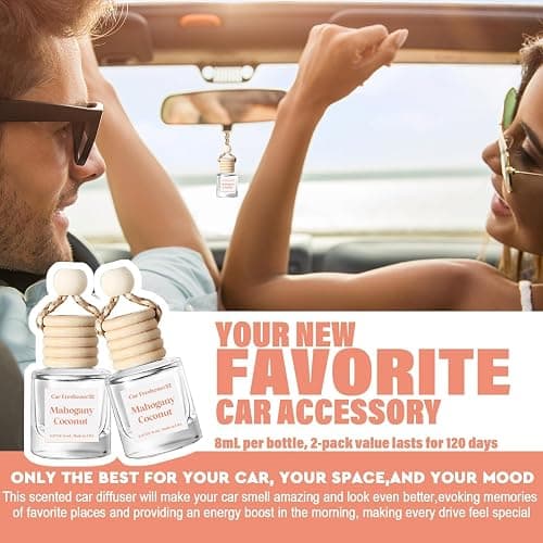 C Classy Car Air Freshener Hanging 2 Pack, Mahogany Coconut Essential Oil Diffuser for Cars, Cute Car Freshener, Long-Lasting Fragrance, C ar Air Fresheners for Women & Men Gift, Made in USA thumbnail 3