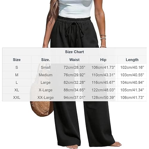 bawilom Cotton Linen Pants Women Summer Casual High Waist Wide Leg Trousers Lightweight Loose Cargo Pant with Pockets thumbnail 3