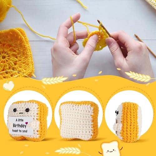 A little Birthday Toast to you - Funny Happy Birthday Gifts for Women, Men, Mom, Dad, Girls, Boys - Unique Crochet Toast Gift Card - Cute Keepsake & Desk Decor Alternative for Her, Him, Best Friend thumbnail 3