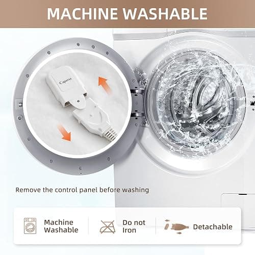 Caperia Heated Mattress Pad Twin XL Size Electric Mattress Bed Warmer 9 Heat Settings, 1-12 Hours Auto Off, Memory Function Deep Pocket, Fast Heating, Machine Washable Twin Plus 39“ x 80” - White - Twin XL thumbnail 8