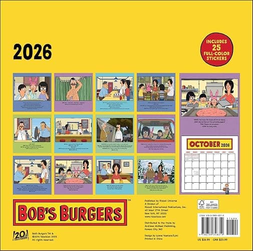Bob's Burgers 2026 Wall Calendar (Includes Stickers) thumbnail 2