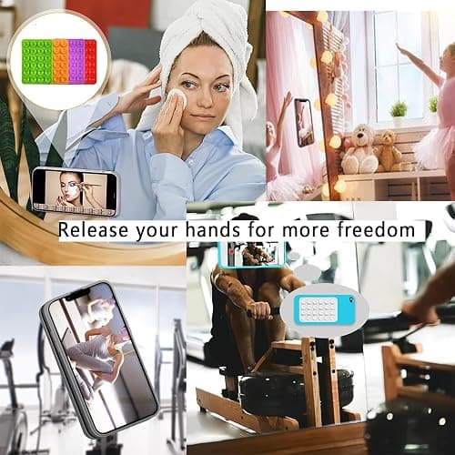 5PCS Silicone Suction Phone Case Mount,Non Slip Suction Cup Phone Mount,Hands-Free Accessories Holder for Selfies and Videos,Silicon Adhesive Stand Sticky for Cell (Pink, White) thumbnail 7