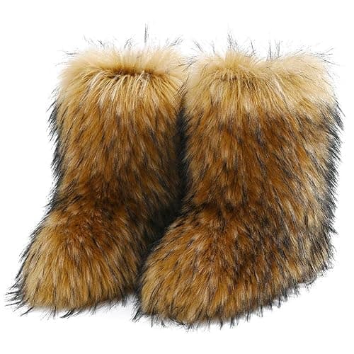 Women's Boots Winter Furry Fluffy Boot Snow Boots Snow Boot Fluffy -calf Flat Shoes Boots for Outdoor Indoor - Image 1