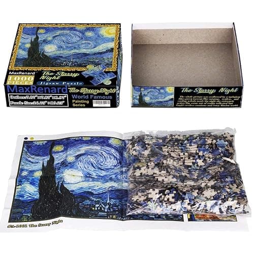 MaxRenard Starry Night 1000 Piece Puzzle - Van Gogh Artwork Jigsaw for Adults thumbnail 5