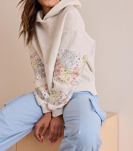 Yojeasrio Cute Hoodies for Teen Girls Floral Embroidered Patchwork Hoodie Y2k Oversized Pullover Sweatshirt Preppy Streetwear thumbnail 5
