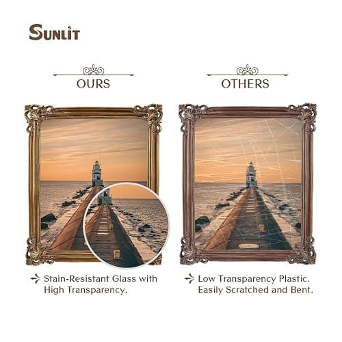 Sunlit Vintage Picture Frame 8x10 Inch, Luxury Antique Photo Frames with Glass Front, Photo Display, Tabletop Wall Hanging, Gift Ideas, Bronze thumbnail 4