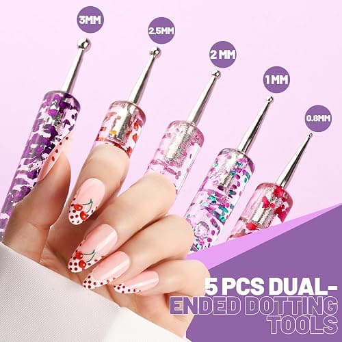 Teenitor Nail Art Tools Set, 23 Pcs Nail Art Brushes, 5 Pcs Nail Dotting Tool, 2 Set of Nail Stand, 100 Pcs Double-Sided Adhesive Tabs, Nail Art Palette, Brushes Holder for DIY Nail Art thumbnail 5