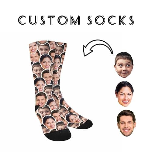 DIYKST Custom Face Socks for Men Women Personalized Photo Socks Love Heart Valentine's Day Christmas Gift for Famliy thumbnail 2