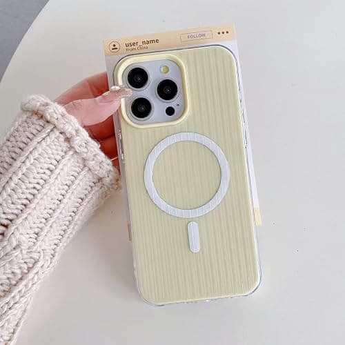 Case for iPhone 13,Cute Candy Vertical Stripe Drop-Protection Slim Anti-Slip with Wireless Charging Shockproof TPU+PC Magnetic Phone Case for iPhone 13,6.1 inch 2021 (Yellow) thumbnail 2