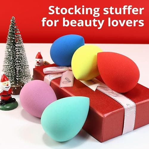 BEAKEY Makeup Sponge Set 5 Pack Micro Porous Low Absorption Soft Latex Free Foundation Beauty Sponges & Blenders for Powder Cream, Stocking Stuffers for Women thumbnail 2