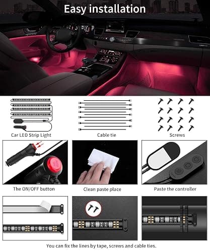Govee Car LED Lights, RGB Smart Car Interior Lights, App Control | DIY Mode and Music Mode, 2 Lines Design LED Lights for Cars with Car Charger, 12V thumbnail 8