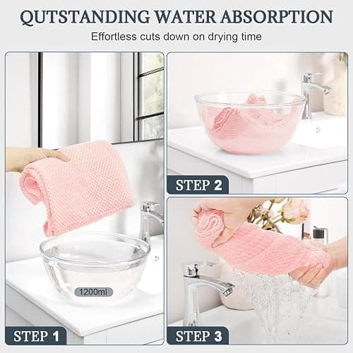 BEoffer 2 Pack Microfiber Hair Towel - 41 x 24 inches Super Soft, Absorbent, Fast Drying Without Frizz Hair Towel Wrap for Women Long, Thick, Curly Hair - Hair Turbans with Elastic Strap thumbnail 3