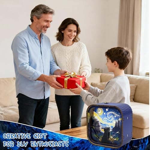 3D Wooden Puzzle Night Light DIY LED Art Lamp Kit for Adults Desk Decor Relaxing Craft Project Table Ornament and Unique Gift (Starry Cat) thumbnail 7