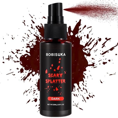 BOBISUKA Realistic Fake Blood Spray, Washable SFX Makeup Blood (Dark,50ml) | Adjustable Spray Creates Realistic Splatter or Dripping Effects. Washes Off Easily for Halloween Cosplay, Vampire and Zombie - Image 1